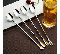 8pcs/4pcs Cuillères à long manche - Cuillères à mélanger le café en acier inoxydable de 8 pouces; Convient pour les tasses de thé glacé, les tasses de voyage et les milk-shakes; Vaisselle, fournitures