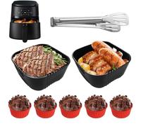 8PCS Accessoires Air Fryer Compatible pour Philips série 2000 4.2L (NA229/00), Russell Hobbs 4L/4,3L, 20CM Réutilisable Moule Silicone Air Fryer, BPA-free Accessoires Airfryer