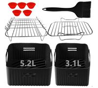8pcs accessoires pour friteuse à air chaud Tefal EY9018 Dual Easy Fry 5,2/3,1 l, Cecotec 5,5/3,5 l, accessoires à double chambre