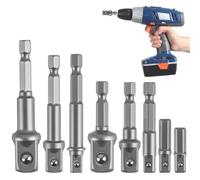 8PCS Adaptateurs Douilles Adaptateur Hexagonal 1/4" Vers Douille 1/4" 3/8" 1/2", Adaptor Converter de Perceuse Adaptateur Douille Changement Rapide pour Perceuses et Visseuse Sans Fil Douilles