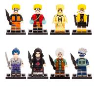 8pcs Anime Naruto Cartoon Building Block Naruto Ninja Uzumaki Puzzle Assemblé Building Block Doll
