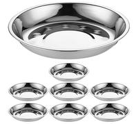8pcs Assiettes Rondes En Acier Inoxydable Assiettes Plates De Camping Plateaux De Gril