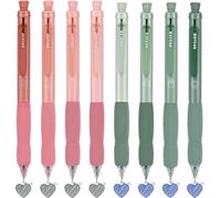 8pcs Blue & Black 0.5mm Retractable Erasable Gel Pens Fine Tip With Cute Eraser Quick Dry Smooth Writing School Note Taking Supplies (Pink&green)