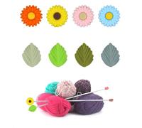 8pcs Bouchons d'Aiguille à Tricoter Silicone, Fleur et Feuille Protecteur Pointe d'Aiguille Capuchons Colorés Pointe de Point Marguerite Couvercle d'Extrémité d'Aiguille pour Couture Quilting