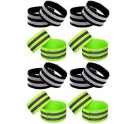 8Pcs Brassard Securite Réfléchissant Haute Visibilité, Serre Pantalon Velo Élastique Réglable pour Cyclisme Course à Pied Marche Jogging, Pince Pantalon Velo Lumineux pour Bras Jambes Chevilles