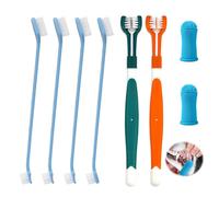 8pcs Brosse a Dent Chien, Silicone Souple Ensemble de brosses 2 Brosses à Dents à Triple Tête et Doubles 4 Doigts Dent pour doigts pour le Nettoyage le Soin des du Animal Améliore l'hygiène Buccale