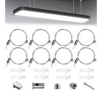 8Pcs Câble Métallique de Suspension de Luminaire Robuste Tressé Kit, 1.5mm x 1.5m Fil d'Acier de Lampe Suspendue Réglable, Fil à Suspendre pour Panneau Lumineux à LED Plafonnier