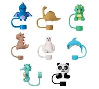 8Pcs Chapeaux De Paille D'Animaux, Casquettes De Paille De Dinosaure De La Coupe Stanley, Toppers De Paille D'Animaux, Chapeaux De Paille D'Animaux, Accessoires De Coupe Stanley