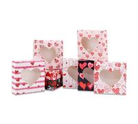 8pcs Coffret Cadeau de Saint Valentin, Boîtes De Boulangerie avec Fenêtre en Forme de Cour Transparent et Autocollants Mignons 8 Boîtes Friandises pour Emballage Cupcakes Mariage Anniversair