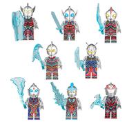 8pcs Cosmic Giant Building Blocks Light Warrior With Weapons Cosmic Heroes Small Particles Puzzle Figures Toys