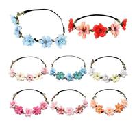 8pcs Couronnes de fleurs pour femmes boho fleuriste bandeau de bande simulation cheveux fleurs
