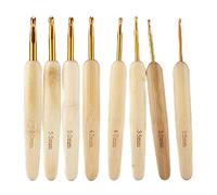 8pcs Crochet Hooks Set Premium Aluminum Needles with Bamboo Handle Ergonomic Weaving Tools for Knitting Enthusiasts Craft Lovers Household Use