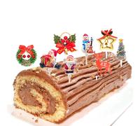 8pcs Décoration Bûche de Noël,Garnitures de Gâteaux noël Cake Cupcake Topper Sapin de noël Bonhomme de Neige et Pentacle pour Décoration Dessert Gâteau de Fête