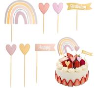 8pcs Décoration De Gâteau D'anniversaire Arc-En-Ciel,Happy Birthday Déco Pour Fête De Fille