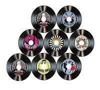 8Pcs Décoration Murale pour Disque Vinyle, Disque Vinyle Accroché Au mur, Record Décoration Murale, Mur De Décoration pour Disque CD Rétro, pour la Décoration de Bars, Cafés, Motif aléatoire