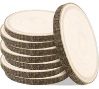8Pcs Disques de Bois Brut Naturel,ilauke Rondin de Bois Sans Trou Diamètre 20-22cm,Tranches de Bois Naturel Épaisseur 15mm Convient pour Loisirs Créatifs,Décorations,Marque Place Mariage panneau diy