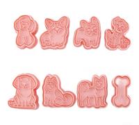 8pcs Dog Cookie Cutters PP Cartoon Baking Molds Pink