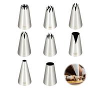 8pcs Douille Patisserie Professionnelle Inox, Grandes Douilles À Pâtisserie Accessoires Embouts Pour Poche À Douille, Cupcake Douille Cannelée Pour Décoration De Cupcakes/Gâteaux/Glaçage/Biscuits