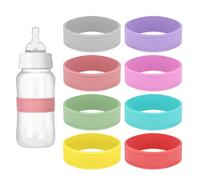 8pcs Étiquettes en Silicone Biberons, Réutilisables et Inscriptibles Garderie pour Écrire le Nom et la Date pour la Plupart des Biberons Gobelets (8 Couleurs)