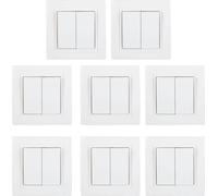 8pcs European Style Wall Light Switch Panel 10A 250V 2 Gang 1 Way Switch for Home Office Hotel