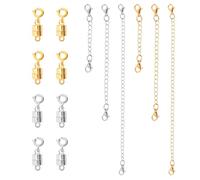 8pcs Fermoir Multi-Colliers, 6 Rallonges de Chaîne pour Colliers Kit d'Extensions pour Bracelets Colliers et Bracelets de Cheville (Or/Argent)