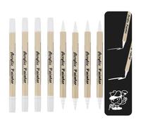 8pcs Feutre Acrylique Blanc Marqueur Pointe Fine, Peinture Pour Galet, Marqueur Blanc Indelebile, Verre, Métal, Bois, Peinture Textile, Papier, Permanent & Polyvalent, Idéal Pour Artisanat Et Dessin