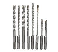 8Pcs Hammer Drill Bit Set, Carbide Tip Hammer Drill Bits, 2 Flute Masonry Drill Bits for Concrete Brick Stone, with 40Cr Material and Dual Spiral Flute for Cleaner Drilling