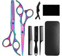 8pcs Kit Ciseaux Coiffure,Ciseaux À Cheveux Professionnels Pour Désépaissir,Ciseaux De Coiffure En Acier Inoxydable À Haute Teneur En Carbone,Peigne,Barrette Pour Enfants Hommes Femmes