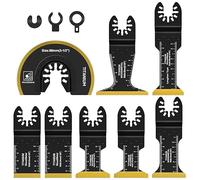 8PCS Lames de Scie Oscillantes Titane Lame de Scie Universelle Compatibles avec Makita Rockwell Bosch Accessoires Outil Multifonction pour Métal Bois Vis (8pcs)