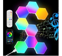 8pcs Lampe Gaming LED, Smart RGB, 16 Millions Couleurs, Contrôle des Applications, Sync avec Musique, DIY Géométrique