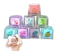 8pcs Light Up Bath Toys 1x1 pouces colorés flottant mignon motif océan sûr et amusant éclair