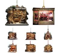 8pcs Livre Lovers Gifts Bookstore Librairie Ornements de Noël 2D Flat Acrylic Christmas Tree Ornaments Creative Hanging Decor