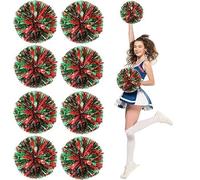 8pcs Metal Cheerleader pompon, 25cm Cheerleader pompon Cheerleader pompon pour l'école danse Sport équipe esprit Cheerleader (rouge + vert)