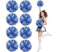 8pcs Metal Cheerleader pompon, 30cm Cheerleader pompon Cheerleader pompon pour l'école danse Sport équipe esprit Cheerleader (Bleu + Argent)
