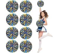 8pcs Metal Cheerleader pompon, 30cm Cheerleader pompon Cheerleader pompon pour l'école danse Sport équipe esprit Cheerleader (Bleu + Or)