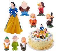 8Pcs Mini Figurines Princesse Cake Toppers PLNVNVP Blanche Neige et Les Sept Nains Figurine Cartoon Cake Décoration pour Enfant Fête D'anniversaire
