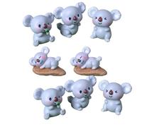 8Pcs Mini Koala Figurine Pour Gateau,Koala Animal Modèle Figurine Statue Décorée,Koala Gâteau Topper Décor,Micro Ornements Animaux Jouets Diy Décoration De Jardin Enfants Anniversaire Cadeaux