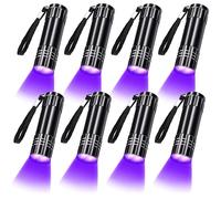 8pcs Mini lampe de poche à ultraviolets, lampes de poche à lumière noire, torche UV, détecteur de lumière UV pour animal de compagnie, taches d'urine, taches sèches, 395-400nm ""Nipseyteko