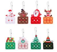 8PCS Mini Pop Push It Fidget Jouet Porte-Clés, Porte-Clés de Noël Décoration Porte-Clé, Squeeze Pop Bubble Fidget, Push Pop Bubble Sensory Fidget Toy, Jouets Anti Stress pour Enfants Adultes