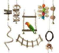 8PCS Oiseau Perroquet Swing & Chew Jouets, Mâcher Debout Perche Suspendu Hamac Escalade Échelle Cage Oiseau Jouets