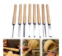8PCS Outils de Tournage Coffret,Professionnelle Jeu de Ciseaux, jeu de burins de tour à bois antirouille pour les professionnels ou les amateurs de sculpture sur bois