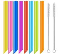 8pcs Paille Bubble Tea Reutilisable Plastique, 260x13mm Pailles Colorées Extra Larges, Pailles Alimentaires de Haute Qualité, Design Pointu Grosse Paille Paisses pour Smoothie, Milk-shake
