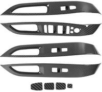 8PCs Panneau de Commutateur de Fenêtre de Porte Décoration Fibre de Carbone Style Couvercle de Bouton de Commutateur de Levage Remplacement pour Hyundai Tucson
