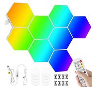 8pcs Panneau LED Hexagone Murale Lampe, Smart Music Sync Deco Modulaires RGB Lights App &Télécommande Contrôle, Gaming Setup Neon Deco Appliques pour Decor Accueil, Bar, Fête, Salles Gaming (8pcs)