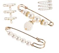 8pcs Pearl Clips Women Safety Pin Brooch Pins Delicate Pearls Pants Waist Tightener Clip for Dress
