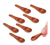 8pcs Petites Cuillères en Bois, 6cm Mini Cuillères à Condiments Cuillères à Café en Bois Petite Cuillère à Sel Manche Court Ustensiles de Service en Bois pour Sauces Sel Sucre Épices Miel Café