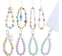 8pcs Phone Cord,Phone Chain,Cell Phone Bracelets,Beaded Phone Strap,Anti-Lost Chain,Beads Lanyard For Men And Women,Acrylic