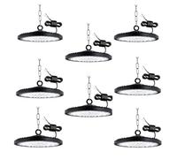8PCS Projecteur LED Haute Baie UFO 200W, 20000LM 6000K pour Usine Garage