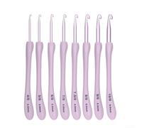 8pcs Purple Crochet Hooks Set Ergonomic Handle