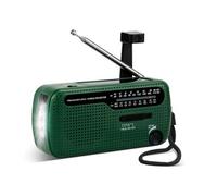 8PCS Radio FM/AM/SW portable à manivelle solaire de secours + lampe de poche à LED SOS + lampe de lecture + 1200mAh, alimentation mobile vert